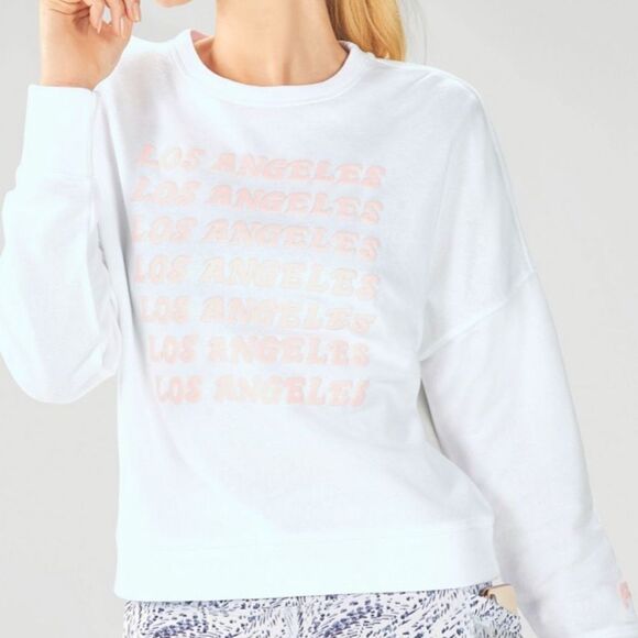 Fabletics Los Angeles White Sweatshirt Pullover Small - Picture 1 of 3